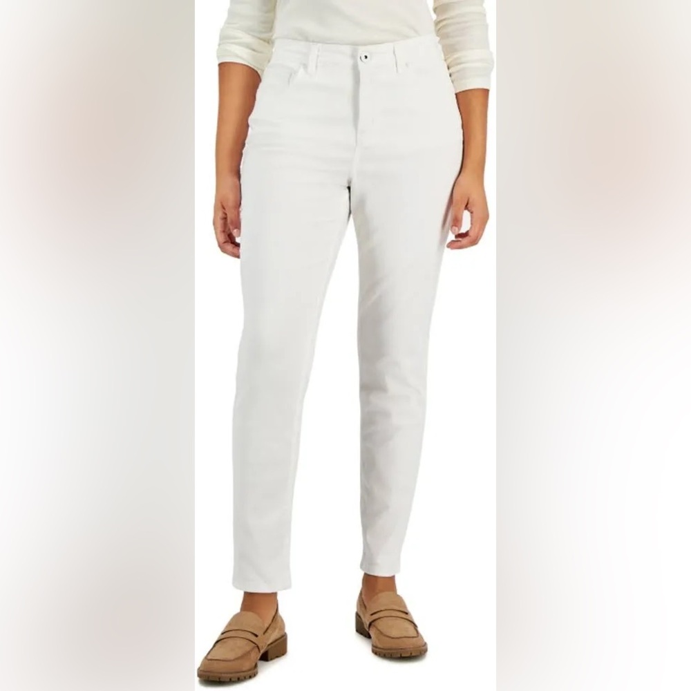 Style & Co White High Rise Stretch Cotton Skinny Jeans. Size 14P.